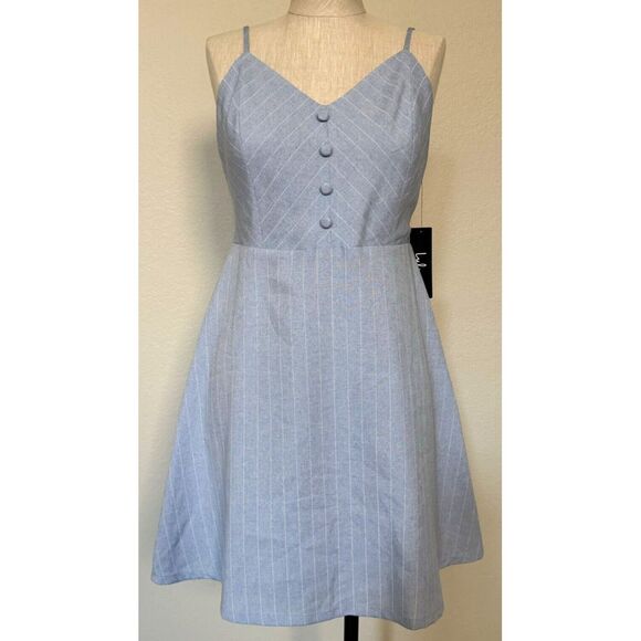 Lulus Dresses & Skirts - Lulu's Dress Women Medium Blue‎ White Shoreline Stripes Sleeveless Skater Dress